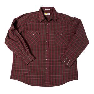 Southern Classics Pearl Snap Western Shirt Mens Extra Large Red Outdoor Plaid XL